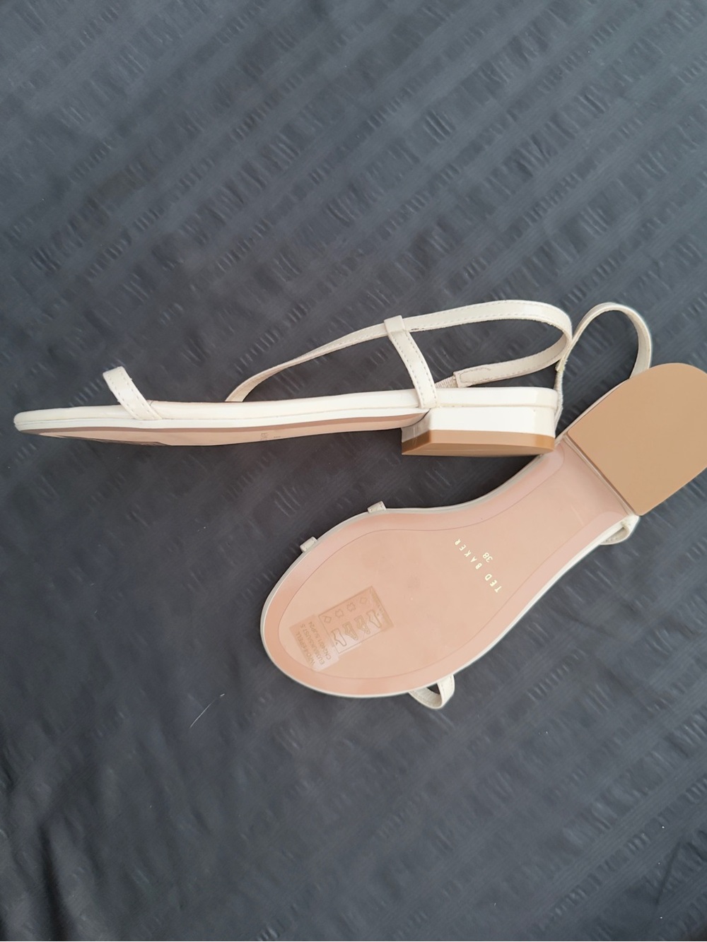 Ted Baker Cream Slingback Heeled Sandals with Rose Gold Insole - Picture 6 of 9